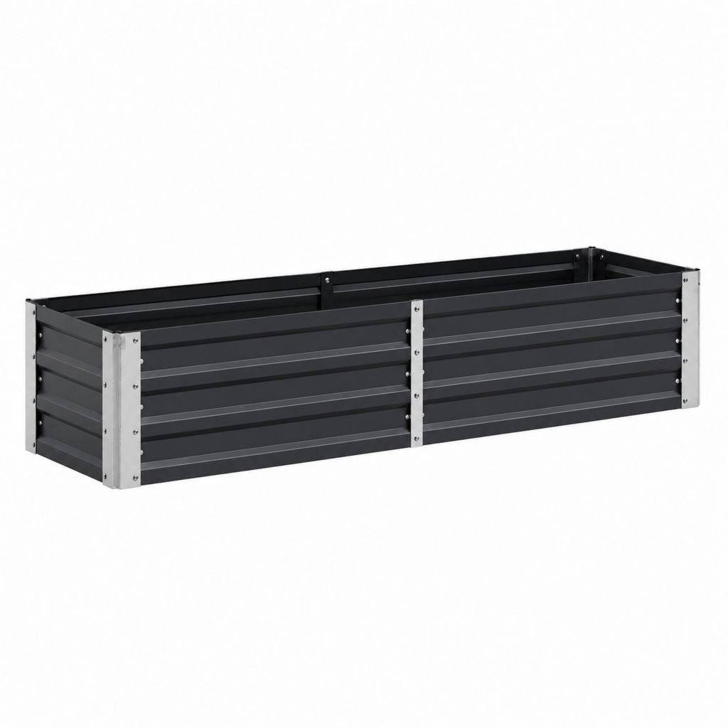 Jardinière surélevée rectangulaire noire en acier galvanisé 320 x 80 x 45 cm