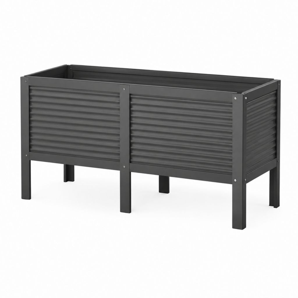 Jardinière surélevée rectangulaire gris anthracite en acier galvanisé 120 x 60 x 75 cm