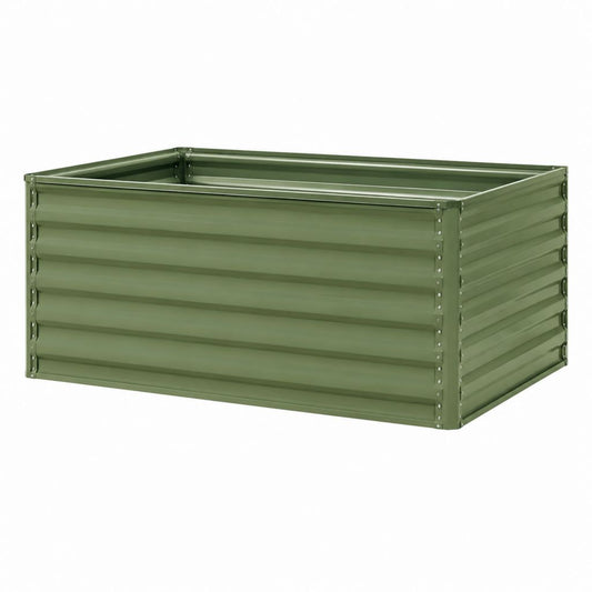 Jardinière surélevée rectangulaire vert olive en acier galvanisé 120 x 60 x 60 cm