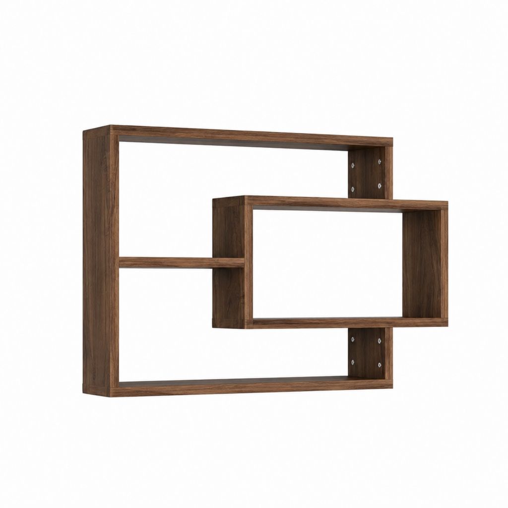 Étagère murale rectangulaire brun noyer en panneaux de particules mélaminés 85 x 16 x 47.5 cm