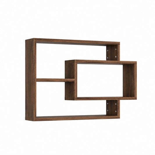 Étagère murale rectangulaire brun noyer en panneaux de particules mélaminés 85 x 16 x 47.5 cm