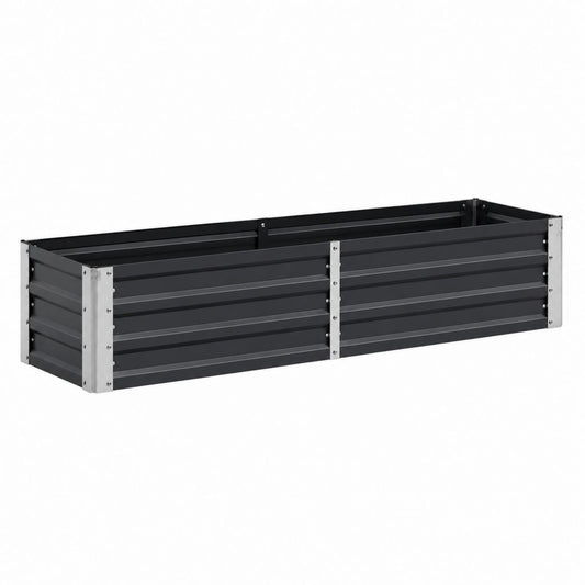 Jardinière surélevée rectangulaire noire en acier galvanisé 320 x 80 x 45 cm