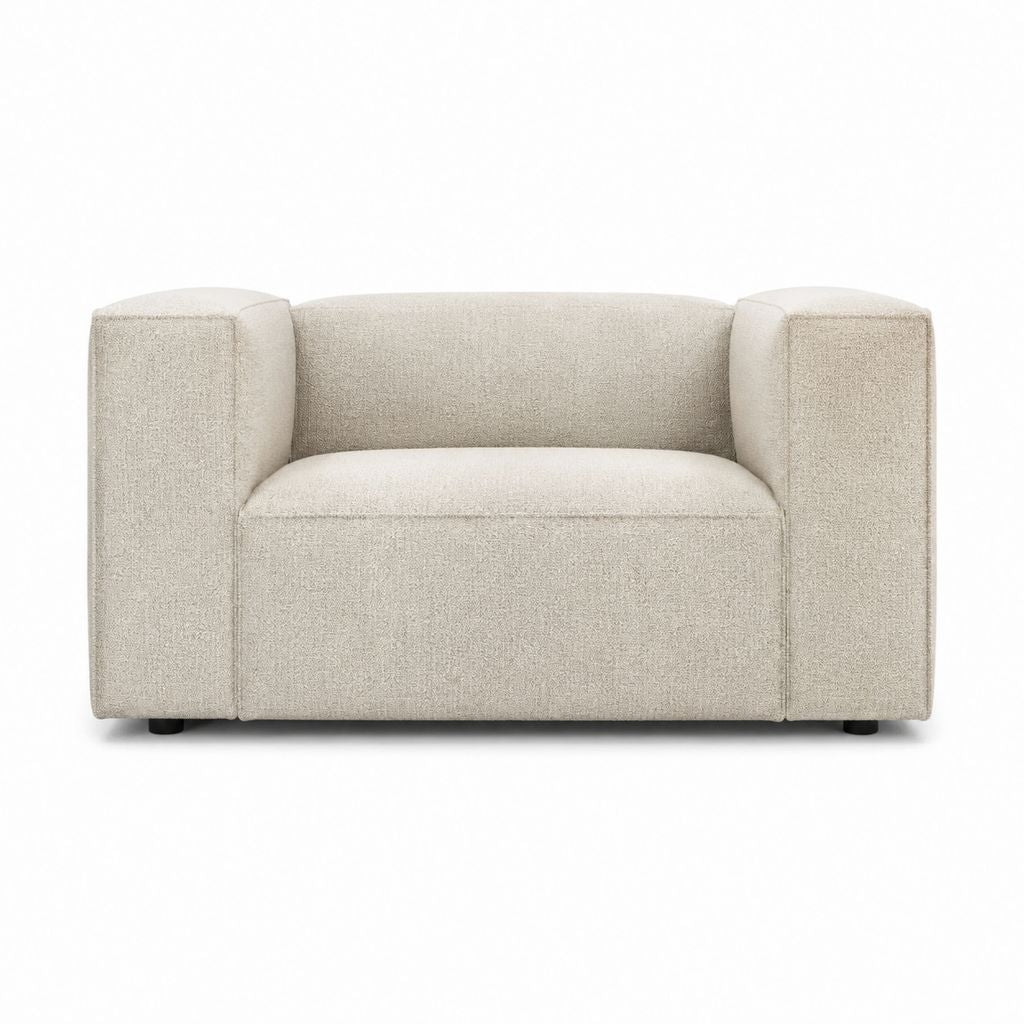 Fauteuil de salon 1 place beige en polyester rectangulaire 110 x 90 x 70 cm