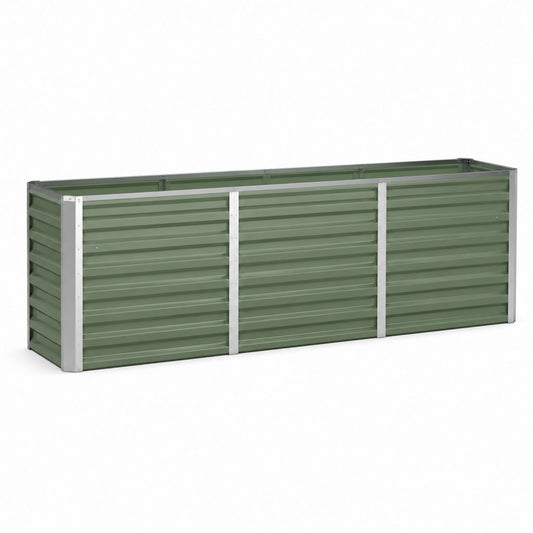 Jardinière surélevée rectangulaire vert olive en acier galvanisé 240 x 80 x 77 cm