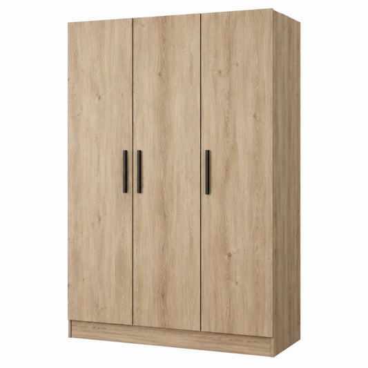 Armoire penderie 3 portes chêne clair en panneaux de particules mélaminés 120 x 52 x 180 cm