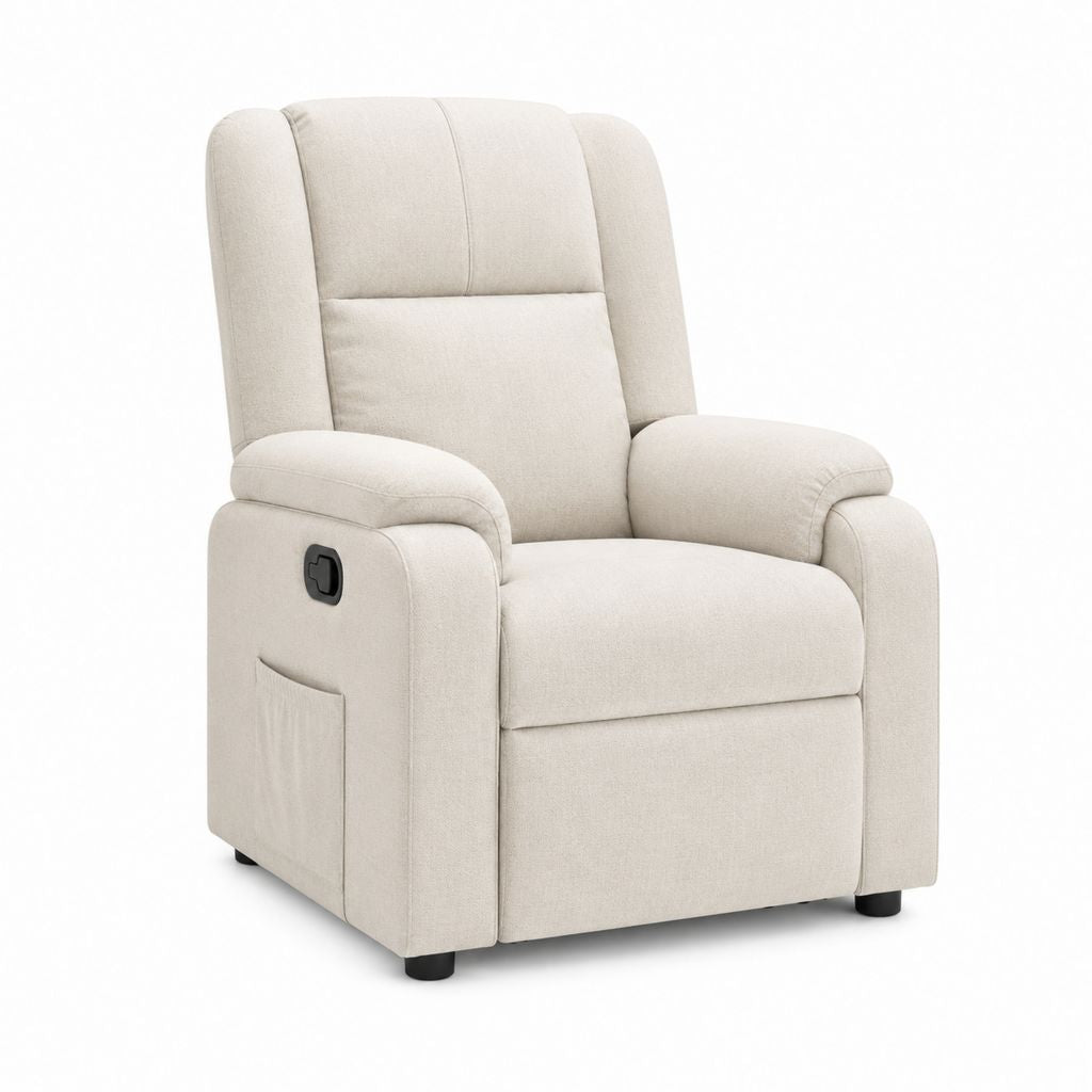 Fauteuil relax inclinable beige en polyester rectangulaire 80 x 91 x 102 cm