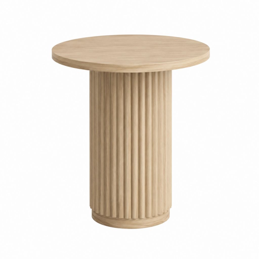 Table d’appoint ronde chêne clair en MDF plaqué chêne Ø 70 cm x H 75 cm