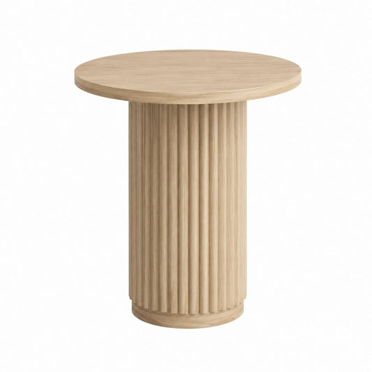Table d’appoint ronde chêne clair en MDF plaqué chêne Ø 70 cm x H 75 cm