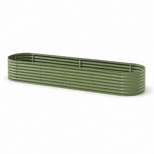 Jardinière surélevée ovale verte en acier galvanisé 240 x 60 x 60 cm