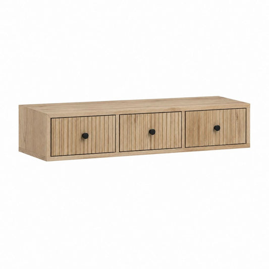 Meuble TV à 3 tiroirs chêne clair en MDF 120 x 40 x 40 cm