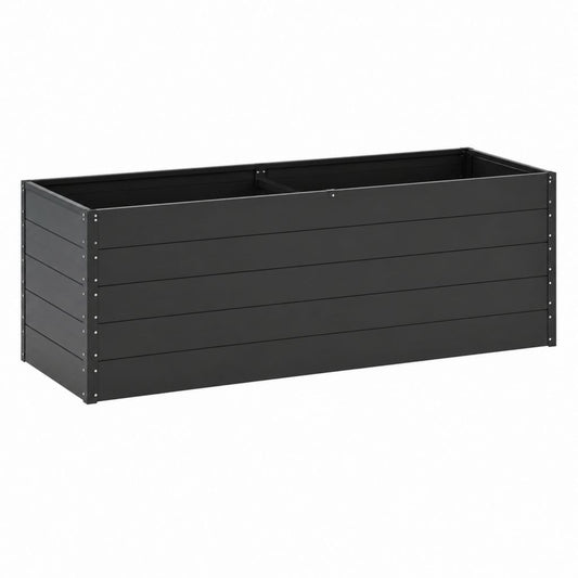 Jardinière surélevée rectangulaire noire en acier galvanisé 200 x 100 x 77 cm